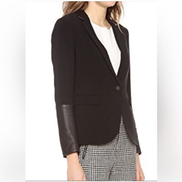 Rag & Bone Timeless Blazer Leather Black Jacket Work Career Size 2 - Picture 2 of 14